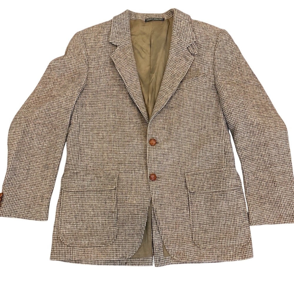 Vintage LL Bean Harris Tweed Blazer Mens 42R Wool Made in England Sport Coat